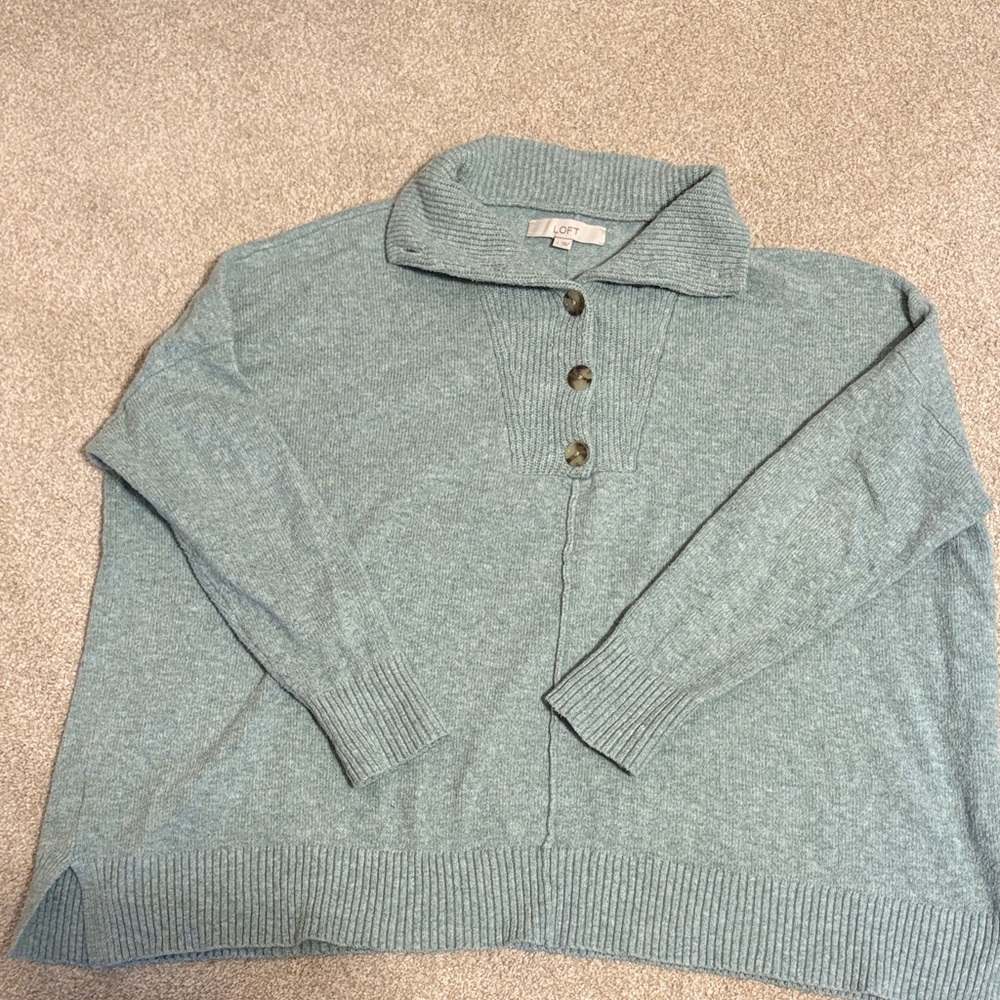 LOFT Teal Cowl Neck Sweater